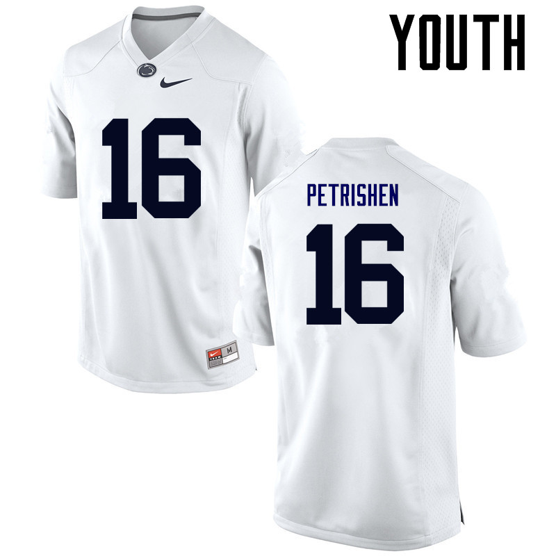 Youth Penn State Nittany Lions #16 Johnny Petrishen College Football Jerseys-White